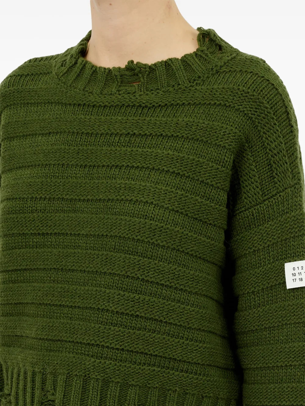 Distressed Green Ribbed Sweater