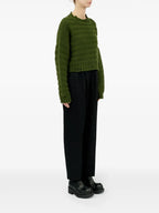 Distressed Green Ribbed Sweater