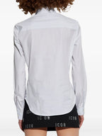 white striped shirt, C-Gisel shirt, classic collar shirt, cotton shirt, embroidered logo shirt