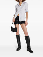 white striped shirt, C-Gisel shirt, classic collar shirt, cotton shirt, embroidered logo shirt