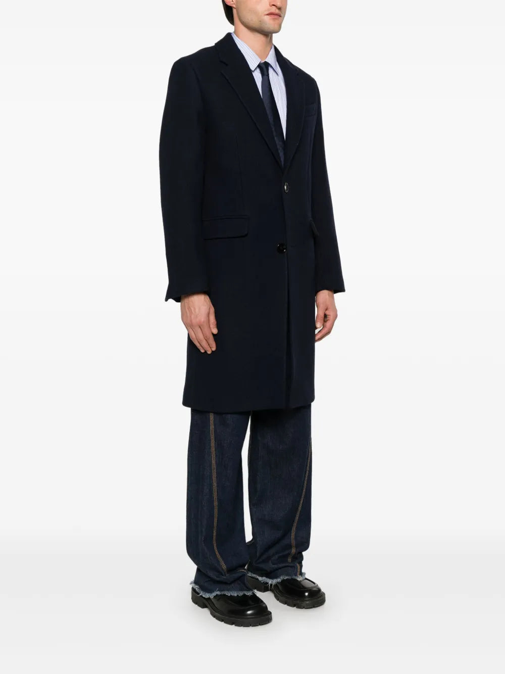 Manteau Long en Laine Marine Ami PARIS Homme WE IN STYLE