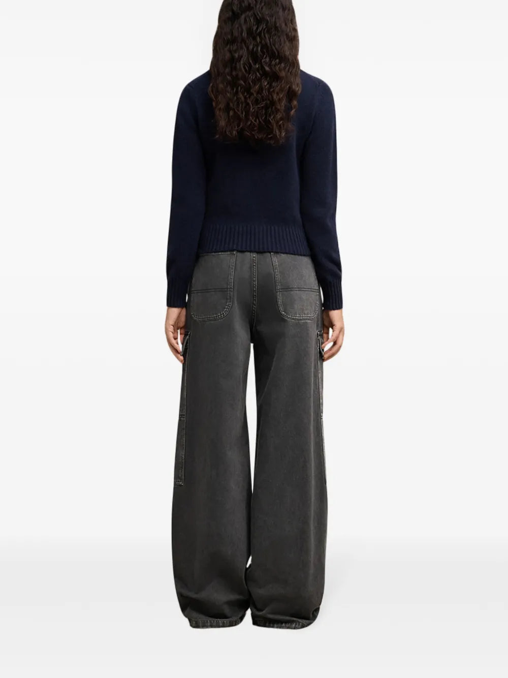 Pull en cachemire bleu marine avec cœur