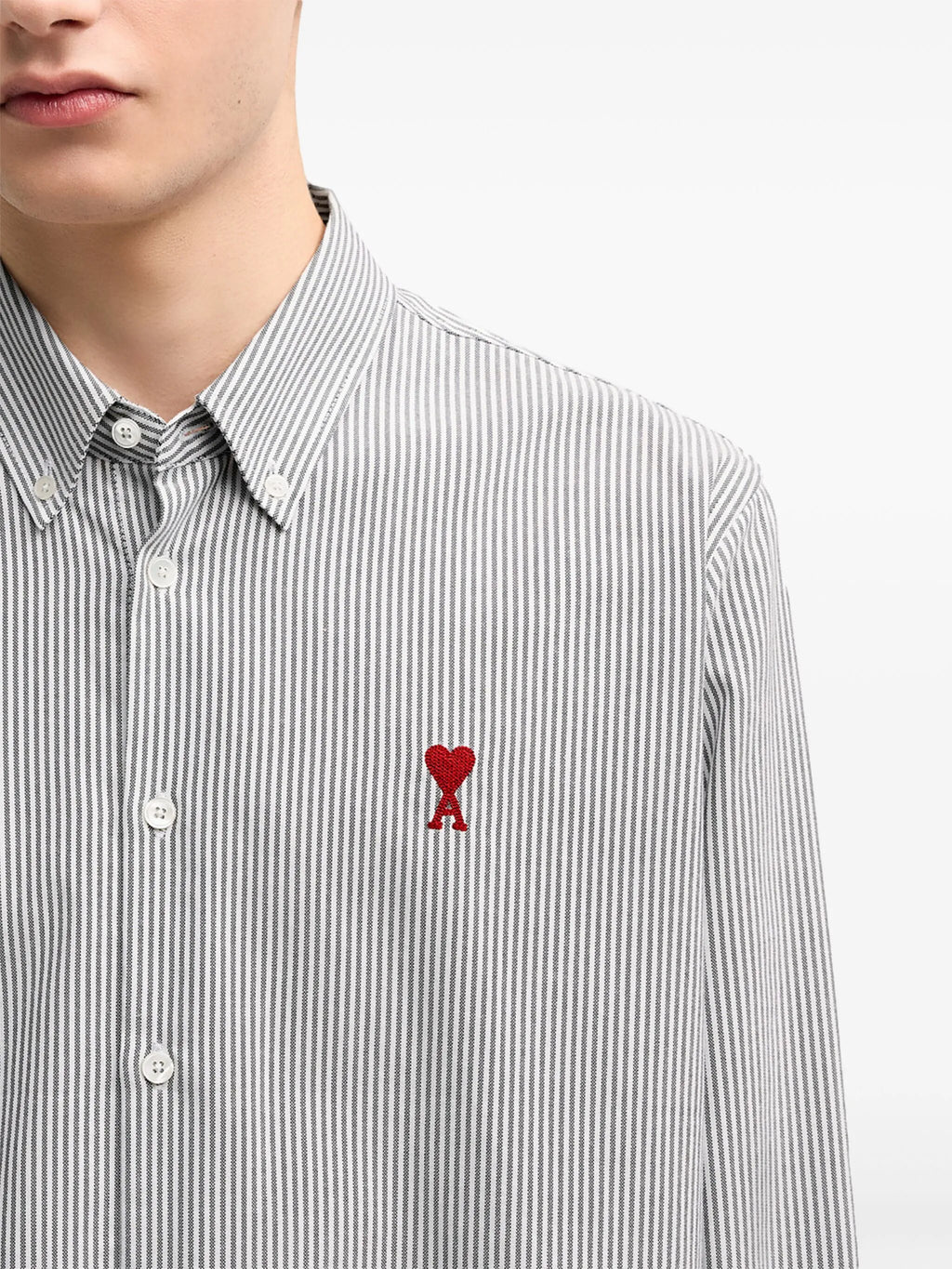 Image of Ami de coeur Striped Shirt by Ami PARIS for Unisex - Season Autumn-Winter 2025 - Model view 5