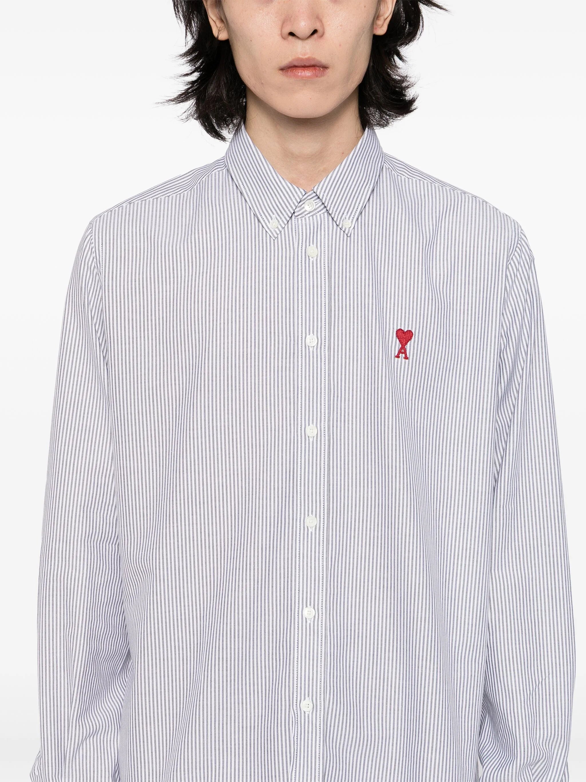 Image of Ami de coeur Striped Shirt by Ami PARIS for Unisex - Season Autumn-Winter 2025 - Model view 4