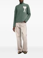 오버사이즈 터틀넥 녹색 스웨터