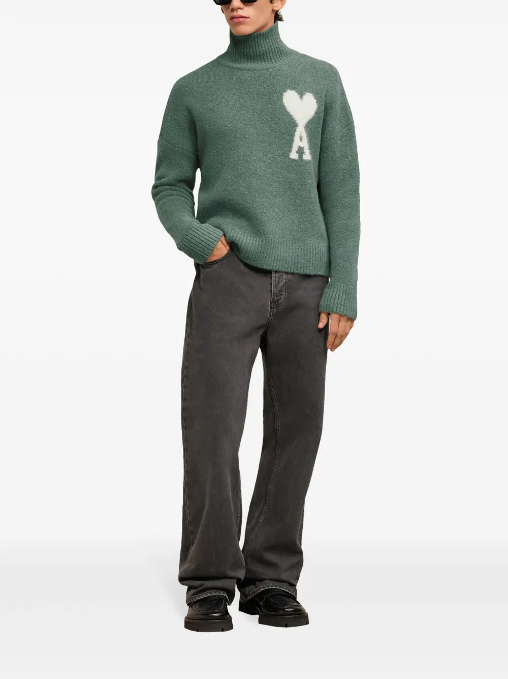 なつさん専用 Ami Paris oversized sweater AMI PARIS Oversized intarsia-knit wool turtleneck sweater | NET-A
