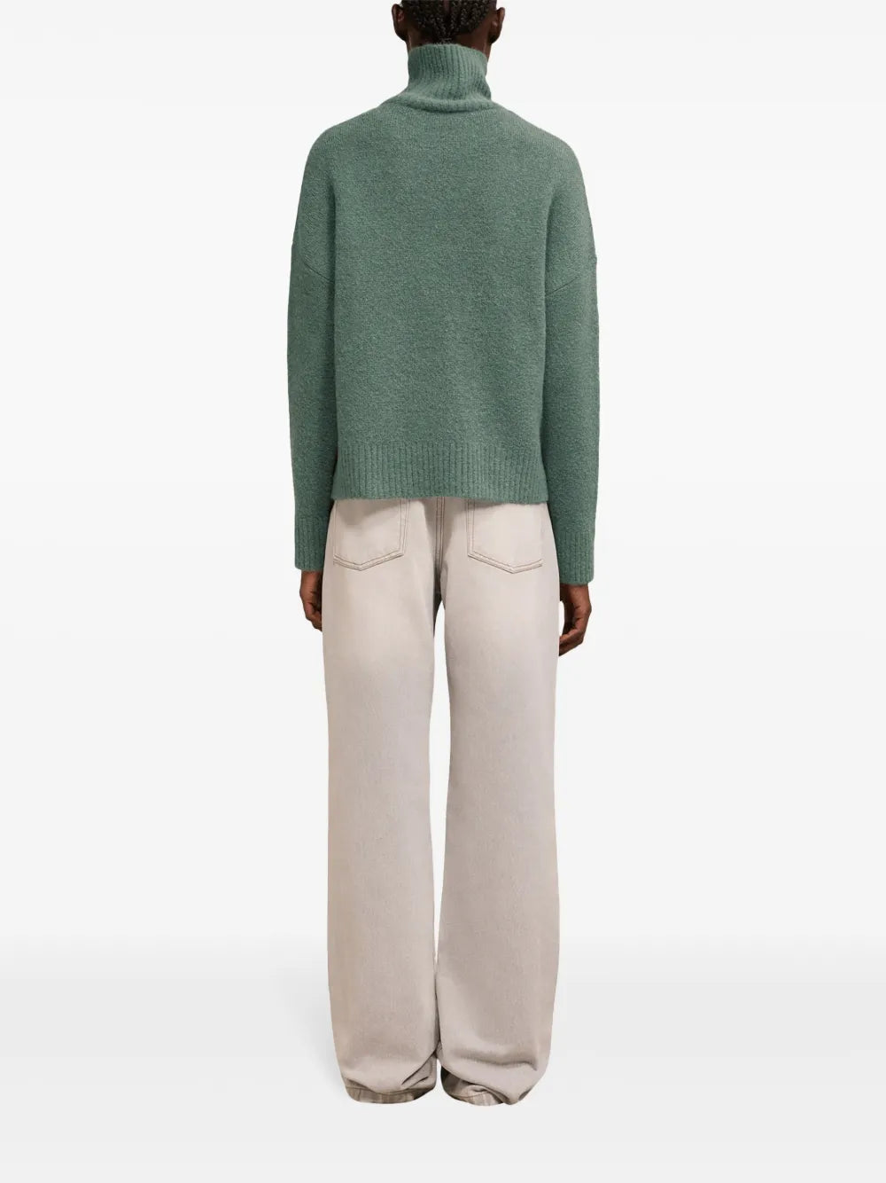 오버사이즈 터틀넥 녹색 스웨터