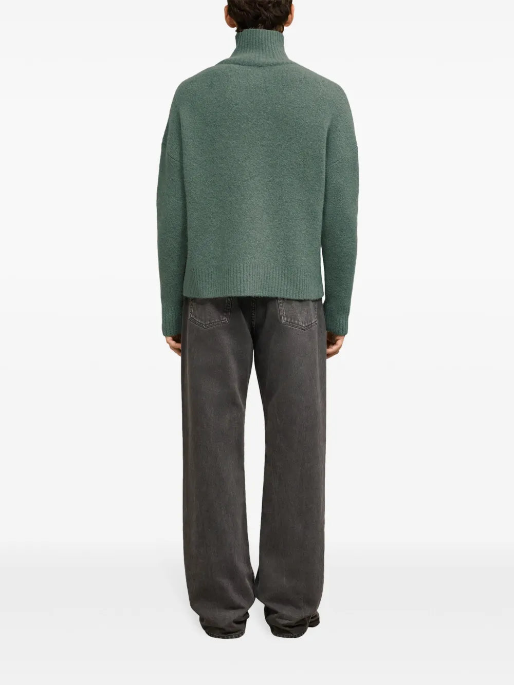 오버사이즈 터틀넥 녹색 스웨터