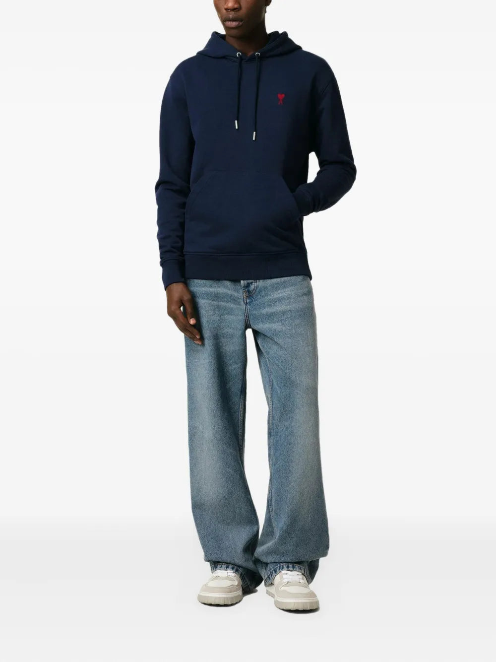 Navy Blue Hooded Sweatshirt - Ami PARIS - Unisex | WE IN STYLE