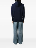 Image of Navy Blue Hooded Sweatshirt by Ami PARIS for Unisex - Season Spring-Summer 2025 - Detail View 6