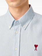 Image of Ami de Coeur Striped Shirt by Ami PARIS for Unisex - Season Autumn-Winter 2025 - Model view 5