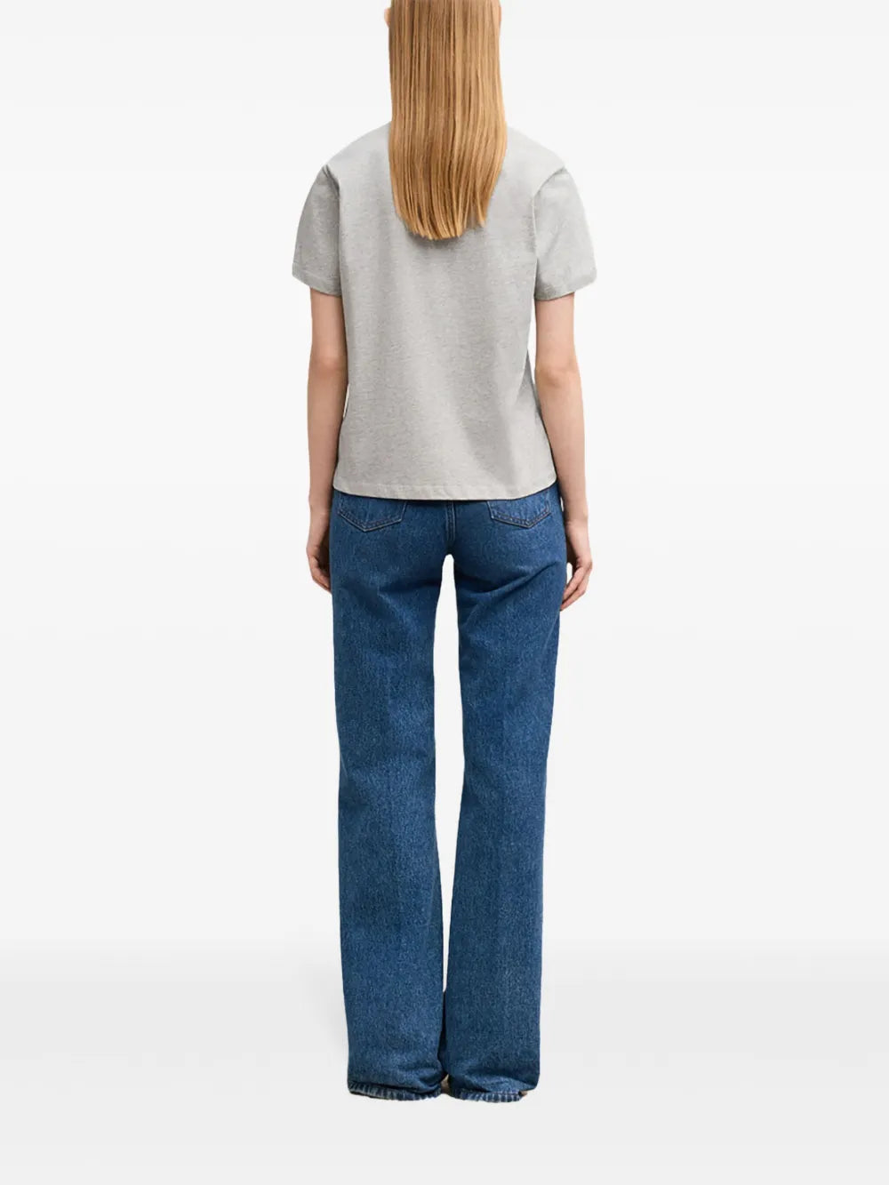 grey T-shirt, Ami Paris, red heart logo, unisex apparel, cotton t-shirt