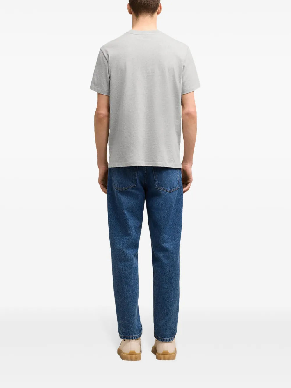 grey T-shirt, Ami Paris, red heart logo, unisex apparel, cotton t-shirt