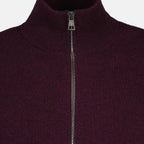 Immagine del cardigan in lana e cashmere bordeaux di Moncler per uomini - Stagione Autunno-Inverno 2025 - Vista di dettaglio 2