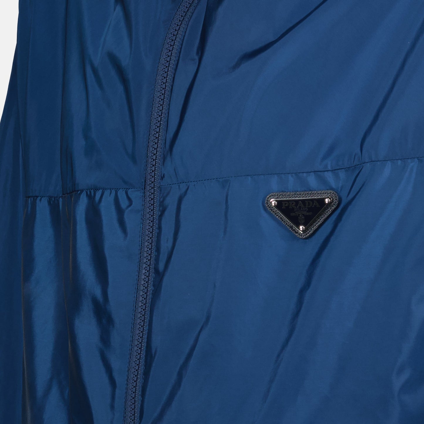 Prada windbreaker, blue Re-Nylon, luxury outerwear, Fall-Winter 2024, water-repellent jacket