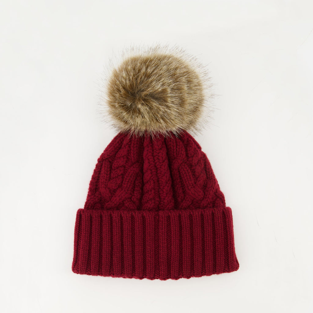 Imagen del gorro de cachemira roja con pompón de Moncler para mujeres - Temporada Otoño-Invierno 2025 - Vista posterior
