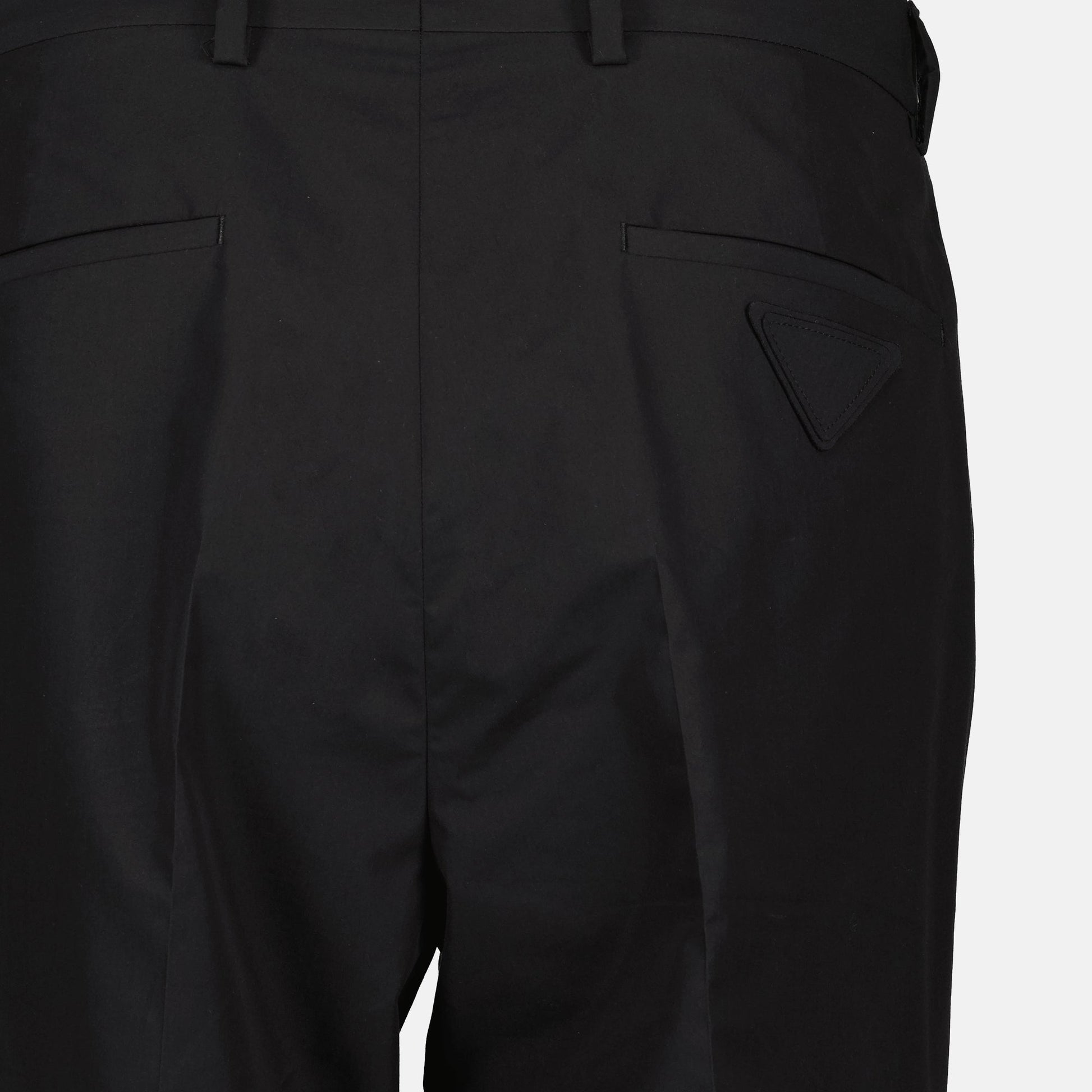 technical cotton trousers, black tailored pants, designer black trousers, sleek fit trousers, premium cotton pants