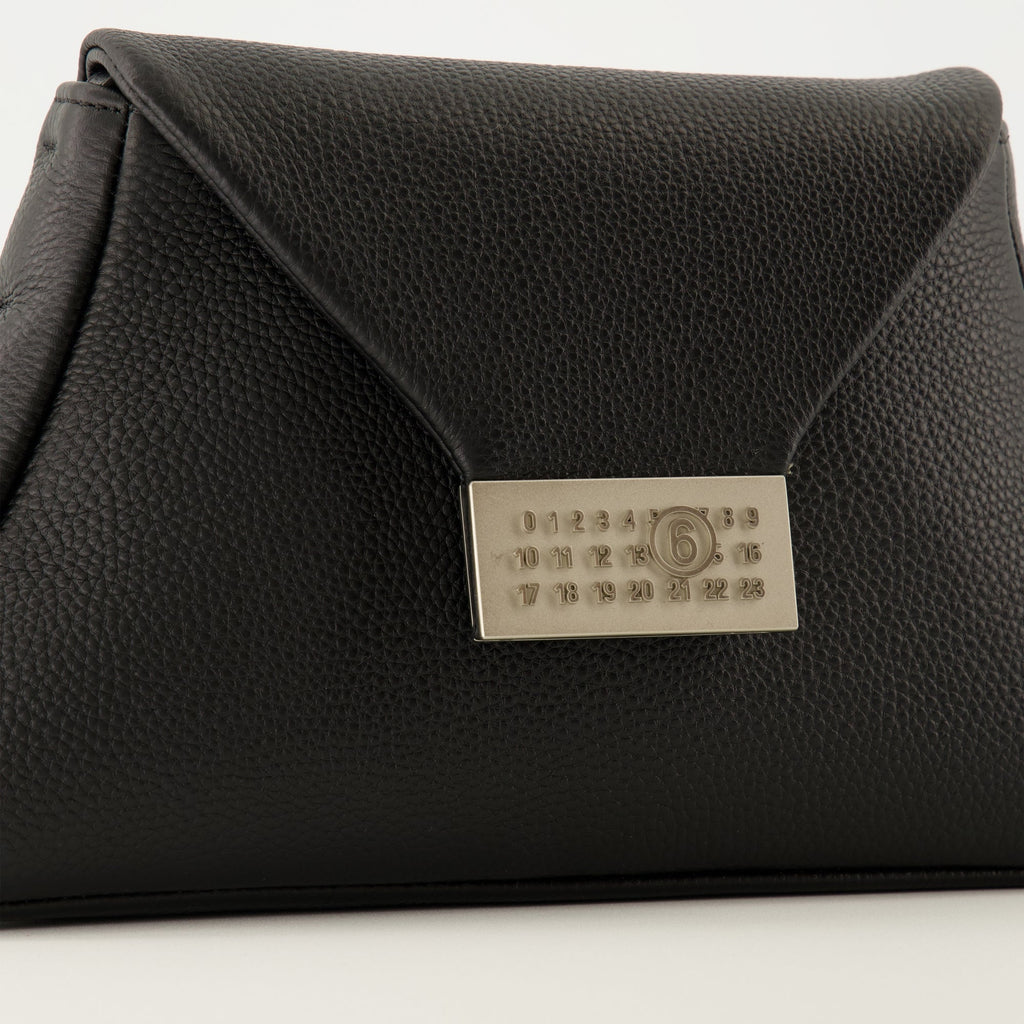 black leather handbag, Numeric Pouch, stylish accessory, designer leather bag, premium handbag