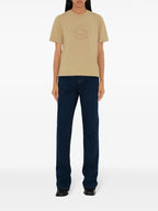 Image of Beige T-shirt with Round Neckline by Burberry for Women - Season Autumn-Winter 2024 - Back View