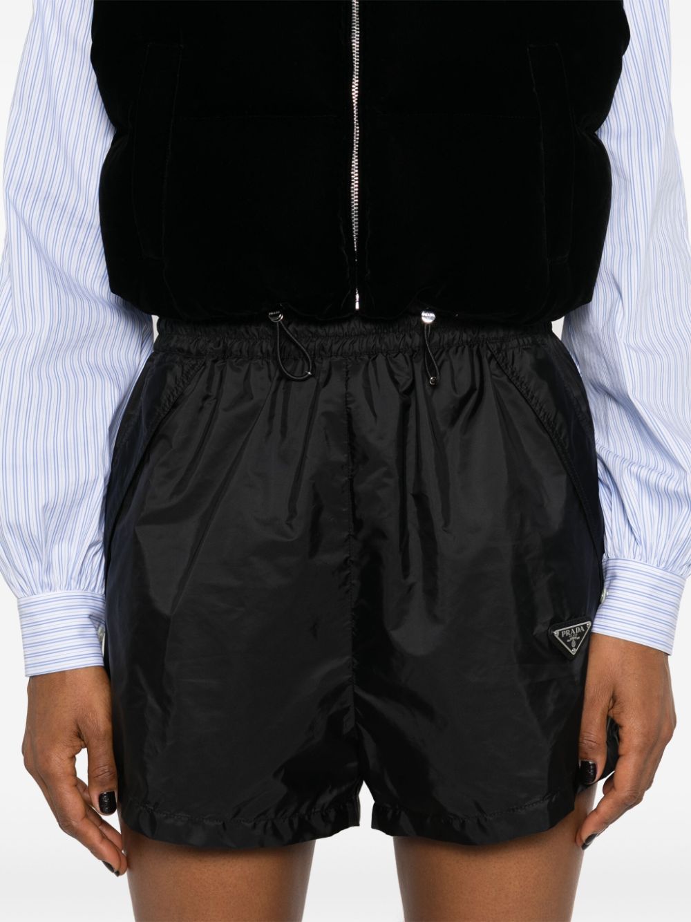 Image of Re-Nylon Shorts in Black by Prada for Women - Season Autumn-Winter 2024 - Detail View 11