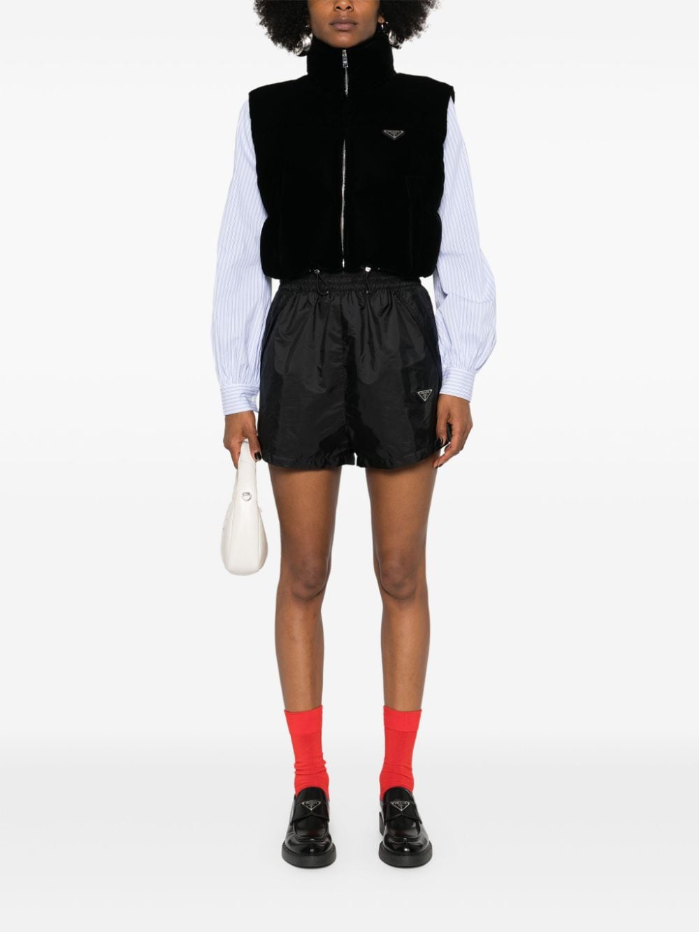 Re-Nylon shorts, Prada shorts, luxury fashion, recycled nylon, Autumn-Winter 2024 clothing