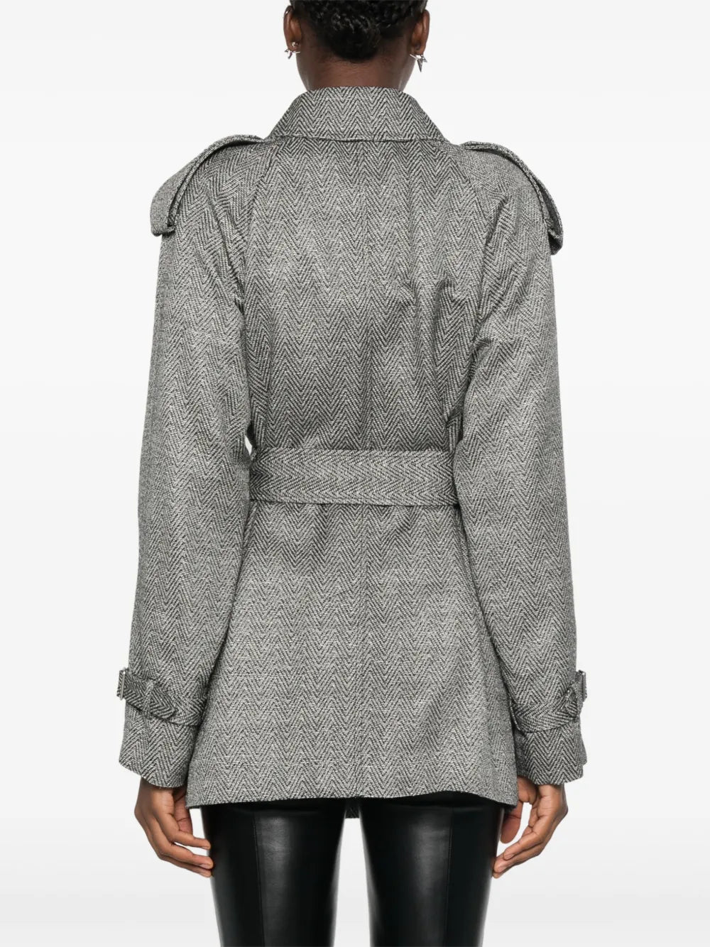 Grey Wool and Silk Trench Coat