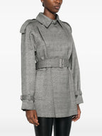 Grey Wool and Silk Trench Coat
