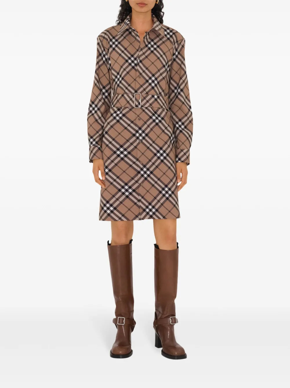 Burberry Check Wool Blend Chemisier Dress Burberry Check Wool Blend Chemisier Dress