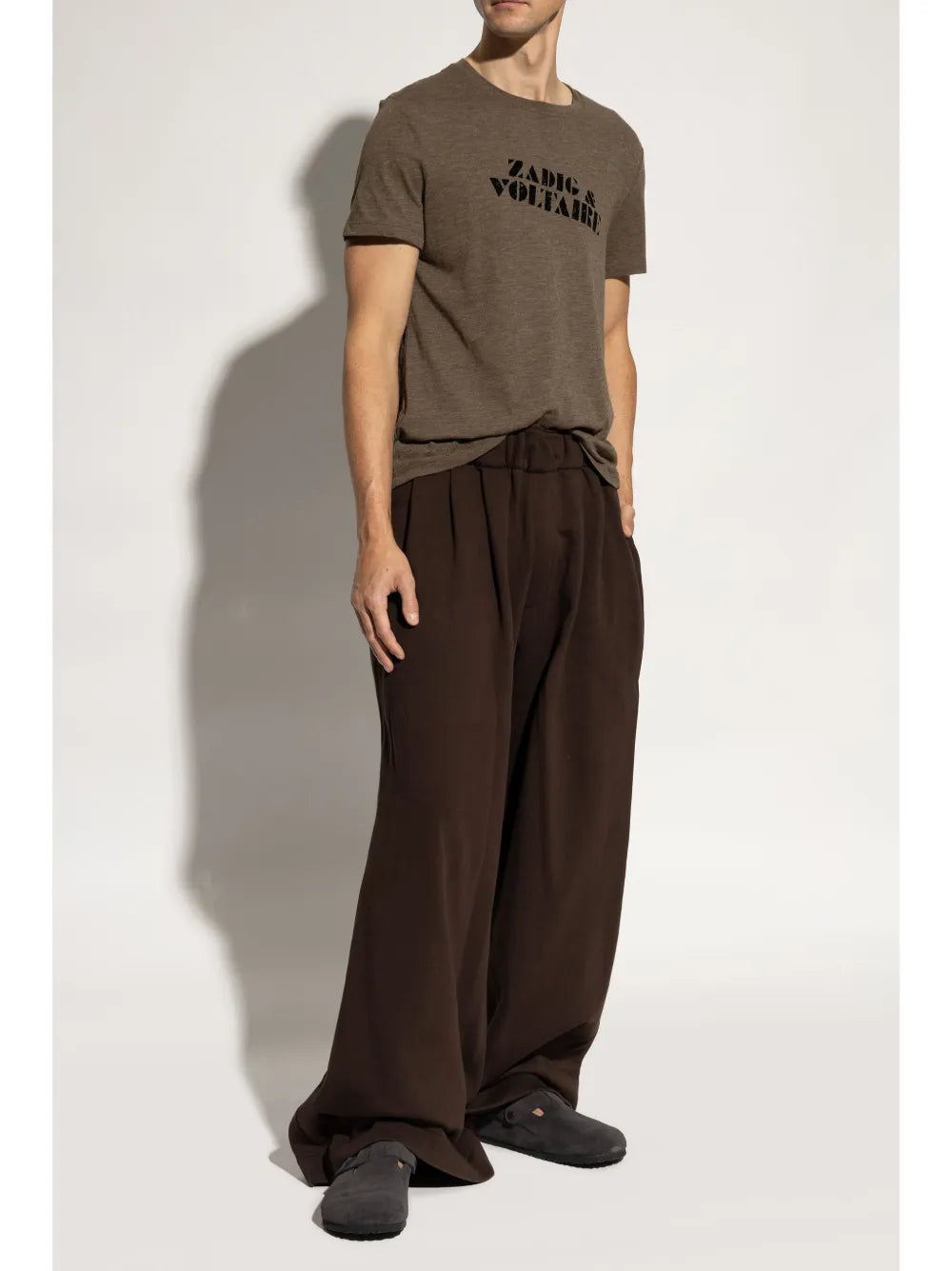 brown mules, adjustable buckles, leather footbed, Boston unisex, cork-latex comfort