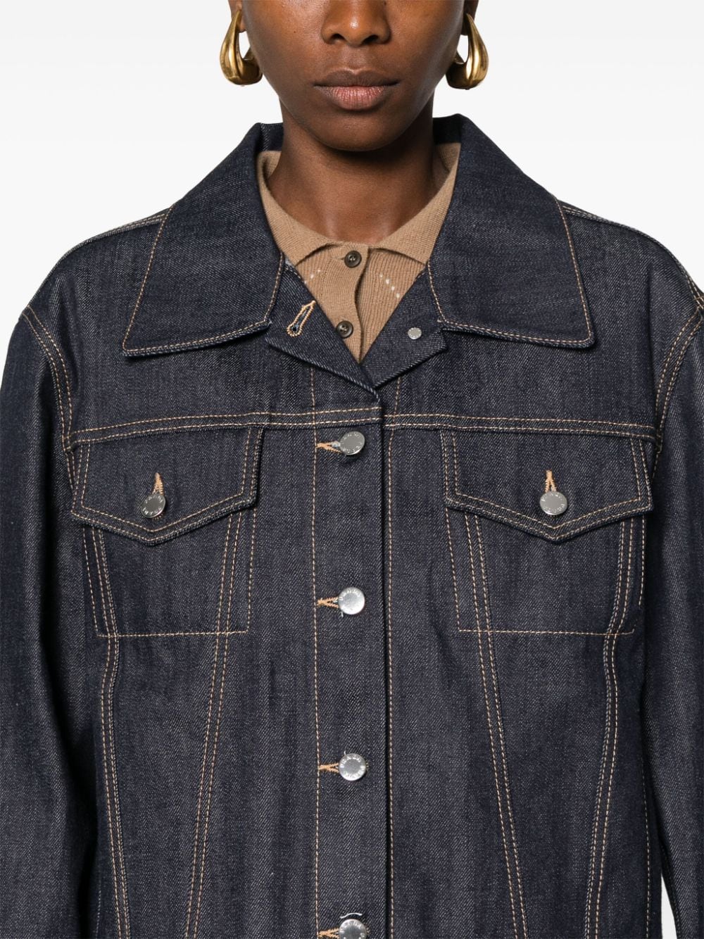 Prada denim jacket, Autumn-Winter 2024, blue denim jacket, luxury women's outerwear, classic denim jacket