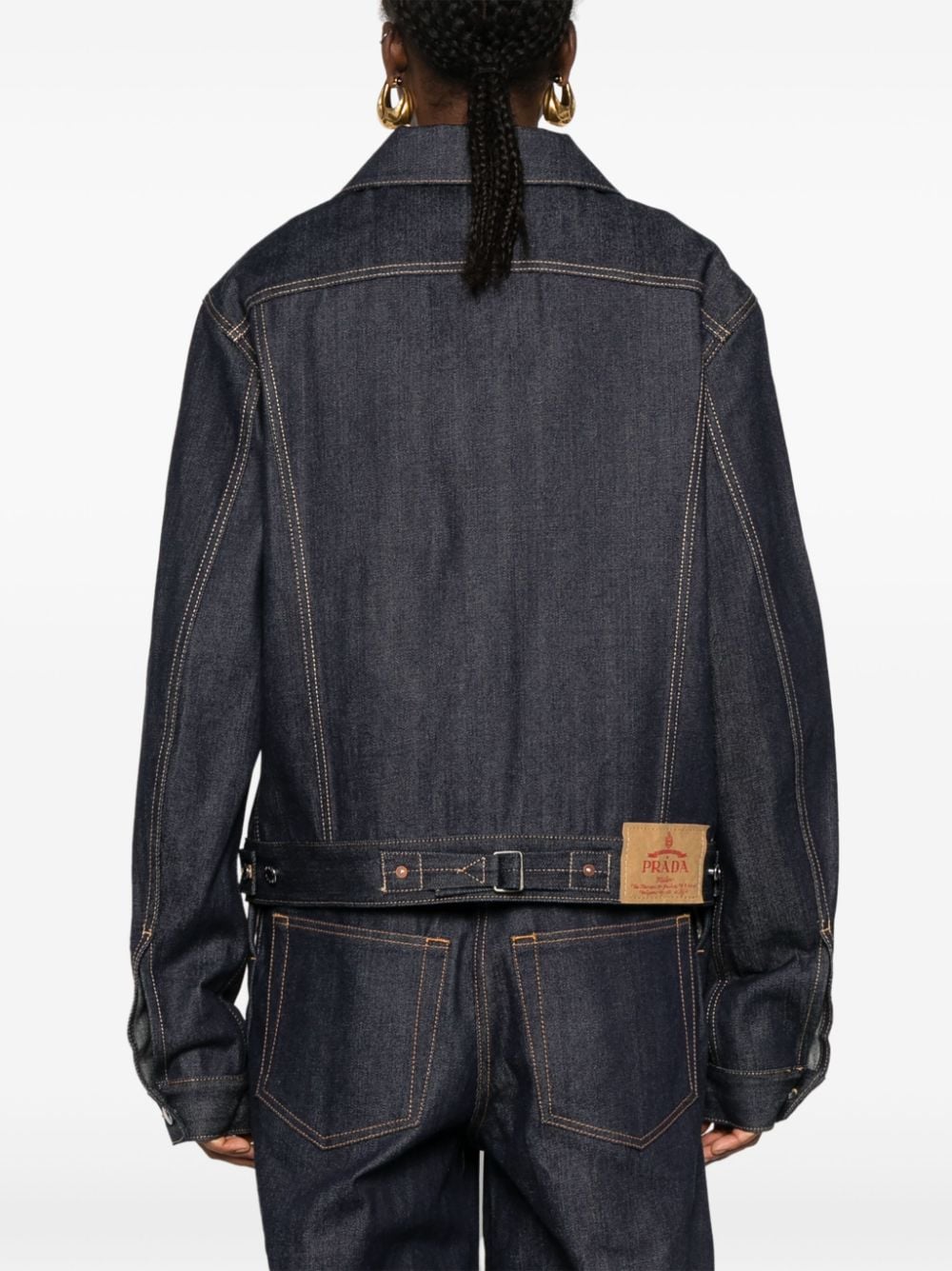 Prada denim jacket, Autumn-Winter 2024, blue denim jacket, luxury women's outerwear, classic denim jacket