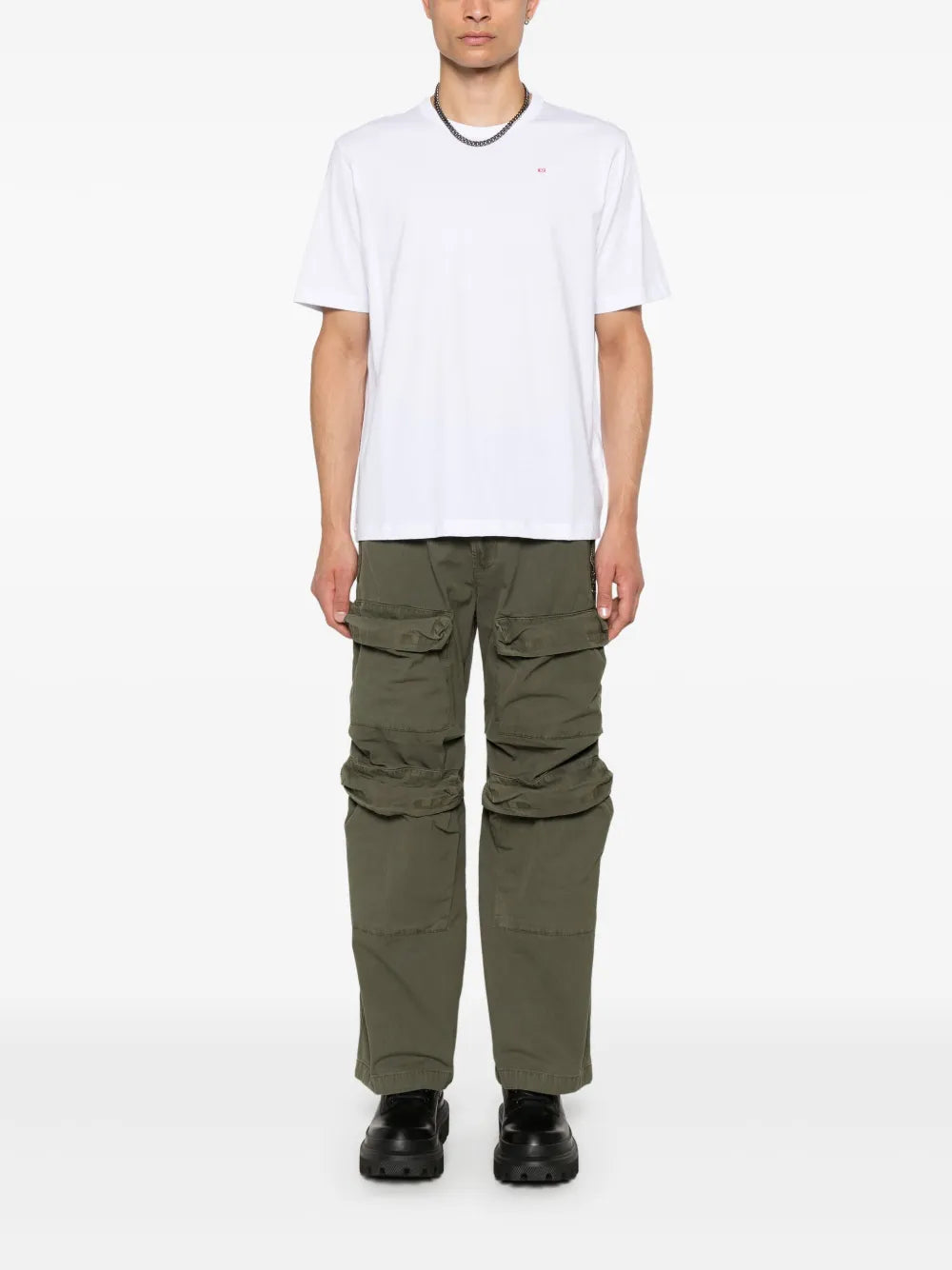 Image of T-Adjust-Microdiv White T-Shirt by Diesel for Unisex - Season Autumn-Winter 2025 - Model view 1