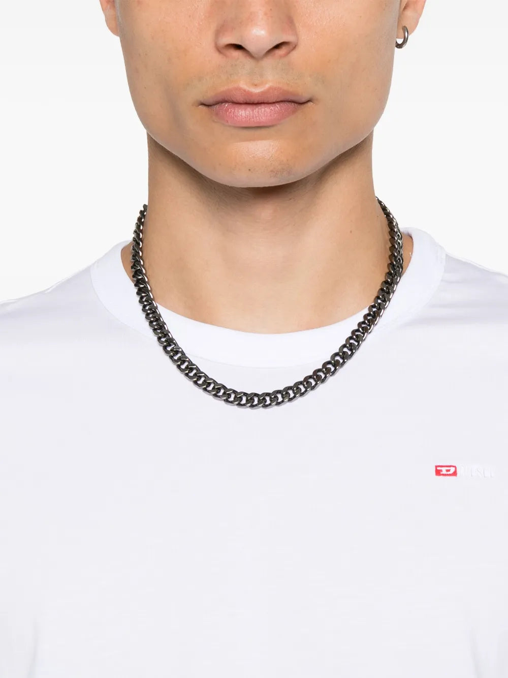 Image of T-Adjust-Microdiv White T-Shirt by Diesel for Unisex - Season Autumn-Winter 2025 - Model view 4
