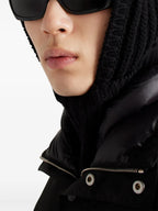 Re-Nylon jacket, black jacket, adjustable hood, metallic logo, recycled nylon