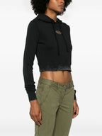 Image du Hoodie Noir F-Slimmy-Hood-P5 par Diesel pour Femmes - Saison Automne-Hiver 2024 - Détail Vue 1