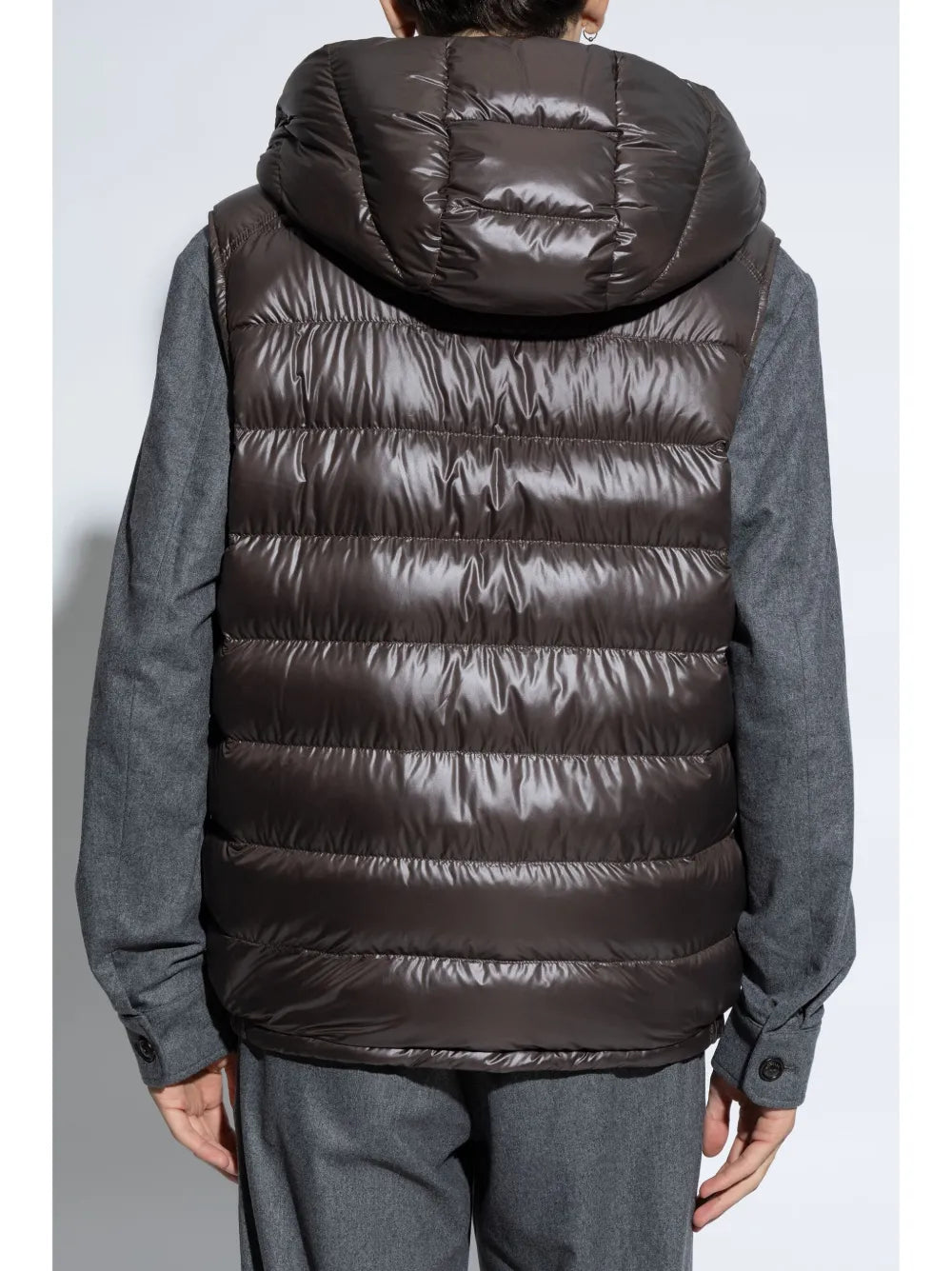 Brown Sleeveless Vest with Hood