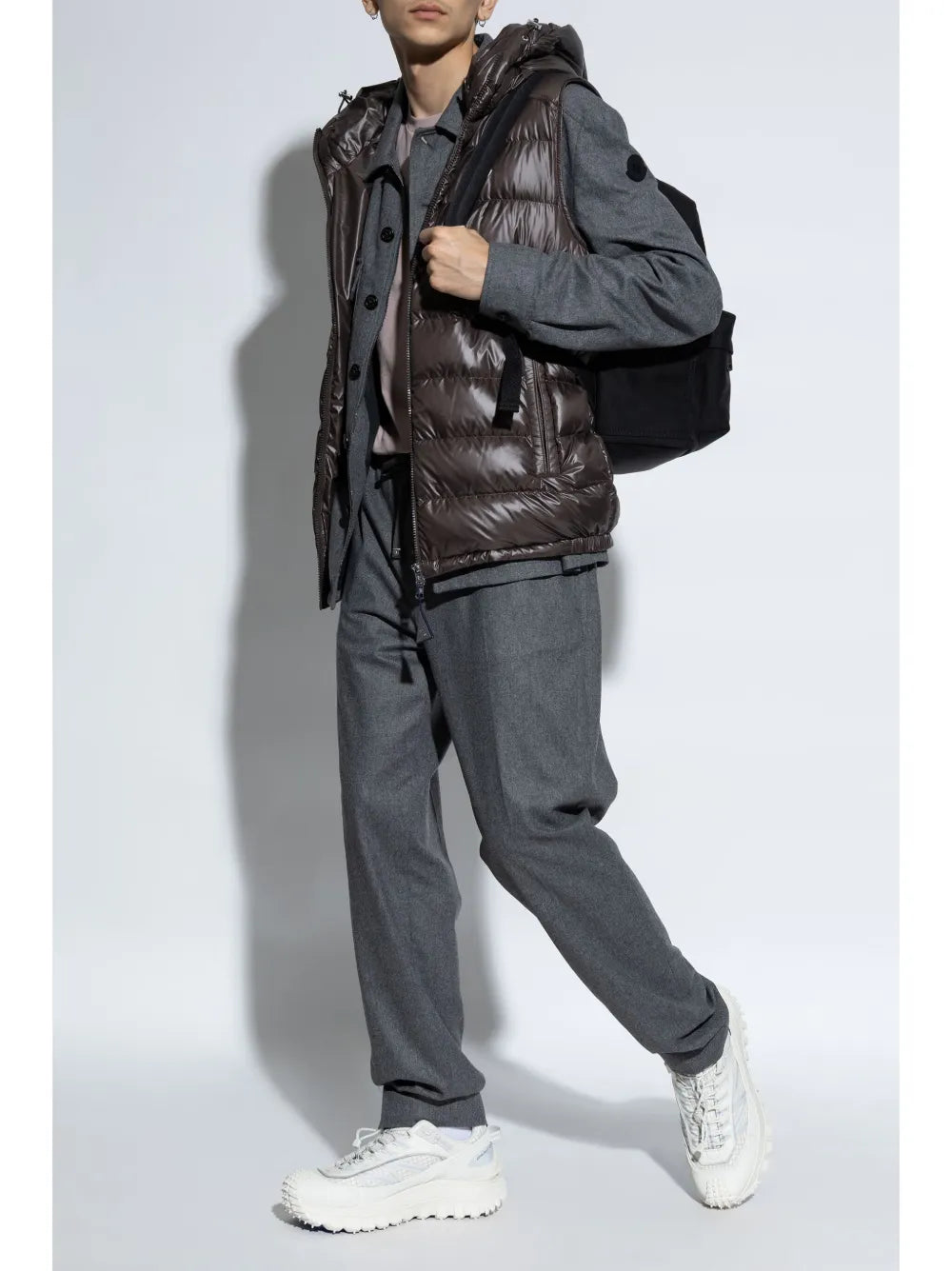 Brown Sleeveless Vest with Hood