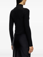 Image of Black Ribbed Knit Turtleneck Sweater by Diesel for Women - Season Autumn-Winter 2024 - Detail View 6