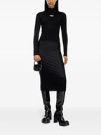 Image of Black Ribbed Knit Turtleneck Sweater by Diesel for Women - Season Autumn-Winter 2024 - Back View