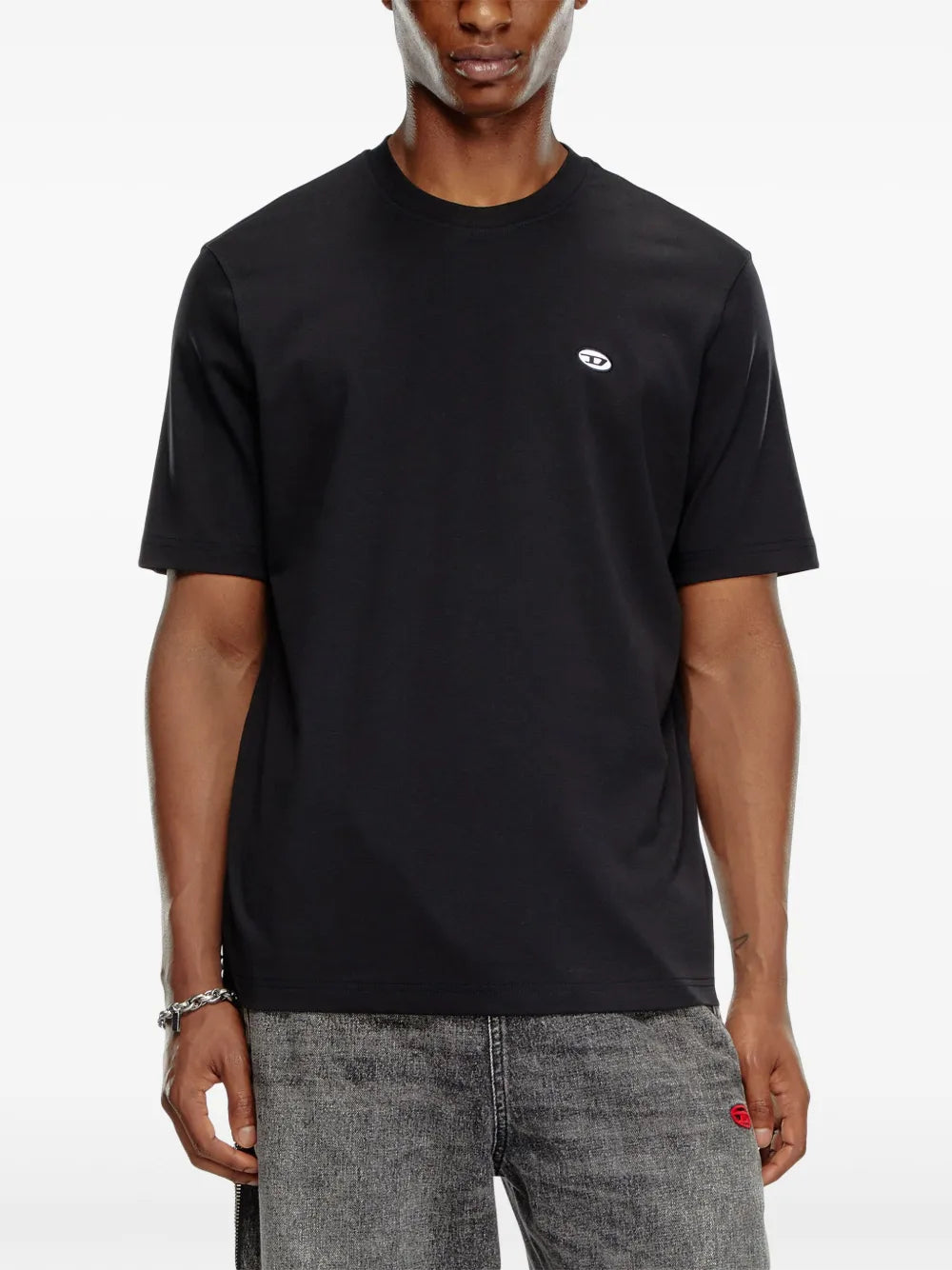 Image of Black T-shirt with Round Neck by Diesel for Men - Season Autumn-Winter 2024 - Detail View 1