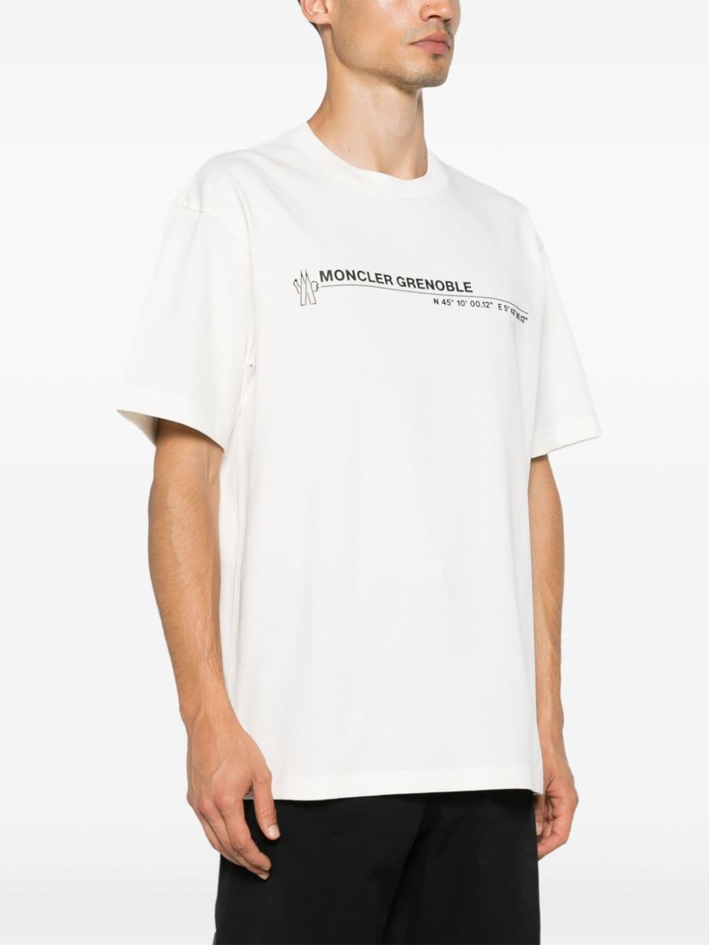 Moncler Grenoble T-shirt, White Printed T-shirt, Autumn-Winter 2024, Luxury Cotton T-shirt, High-end Fashion T-shirt