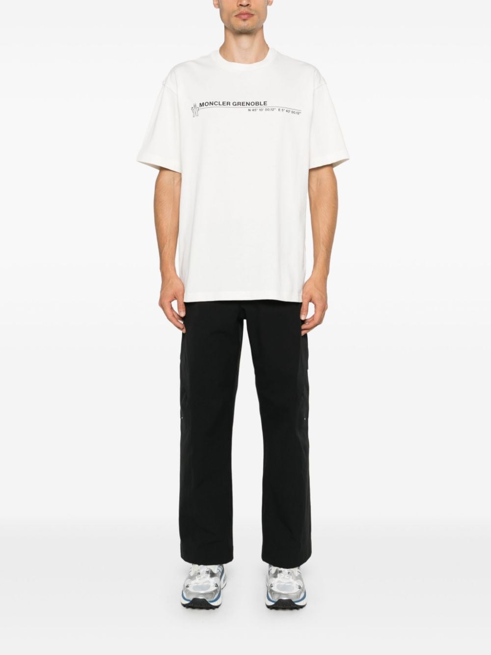 Moncler Grenoble T-shirt, White Printed T-shirt, Autumn-Winter 2024, Luxury Cotton T-shirt, High-end Fashion T-shirt