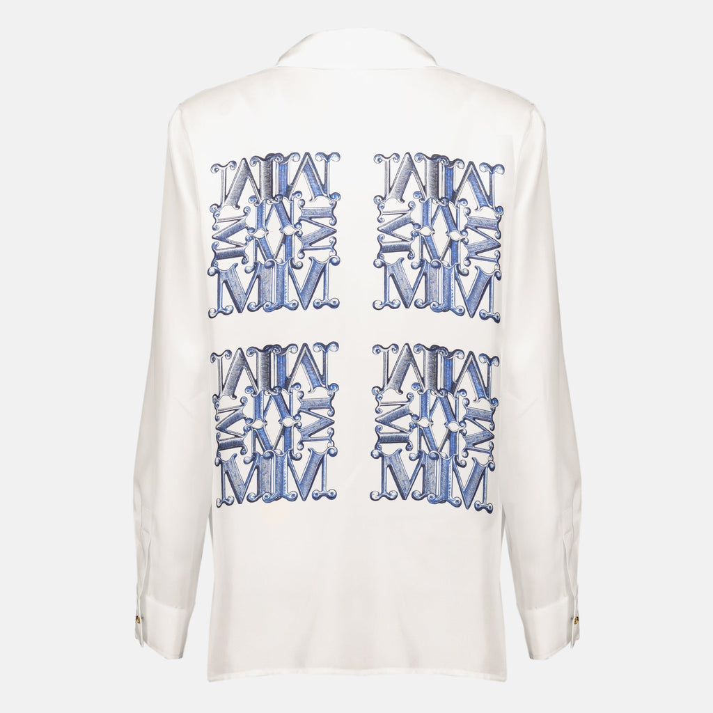 White Silk Shirt with Max Mara Print