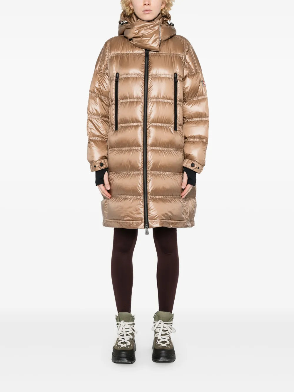 Long Puffer Coat with High-Neck