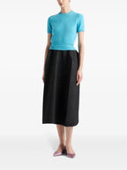 Image of Blue Short Sleeve Sweater by Prada for Women - Season Autumn-Winter 2024 - Model view 1