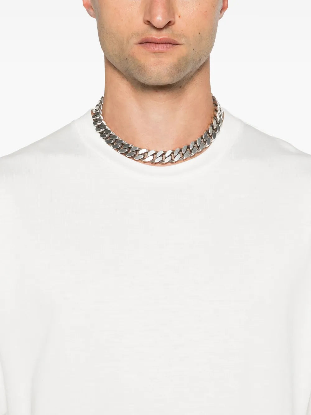Image of White Cotton Jersey T-shirt by Saint Laurent for Men - Season Autumn-Winter 2024 - Detail View 7