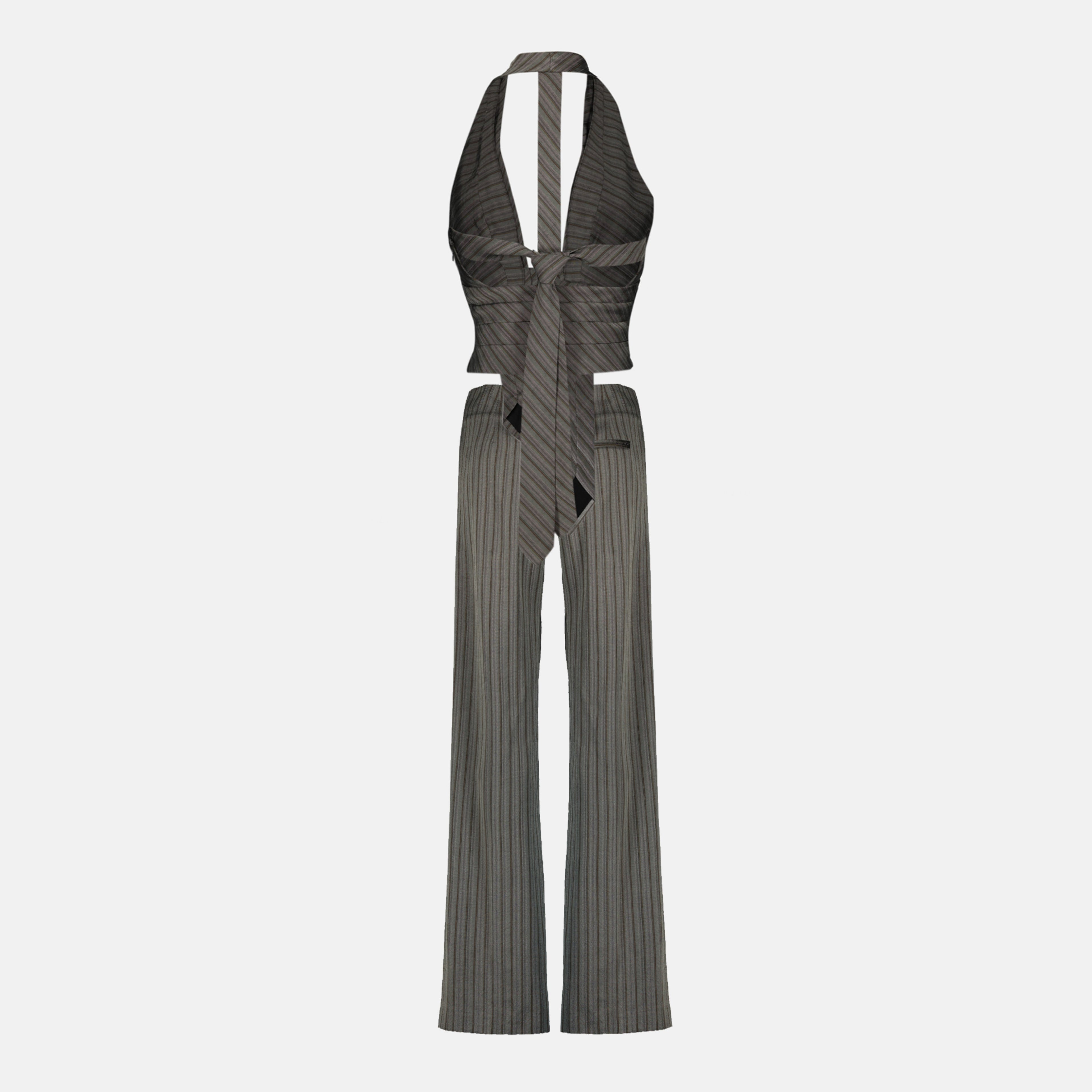 Image of Reyer Striped Gray Pants by Christopher Esber for Women - Season Spring-Summer 2026 - Detail View 6