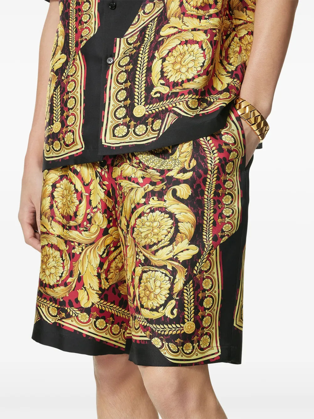 Silk shorts, Barocco print, luxury fashion, Fall-Winter 2024, elegant menswear