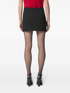 black wool skirt, Versace pencil skirt, gold Medusa buttons, short wool skirt, elegant black skirt