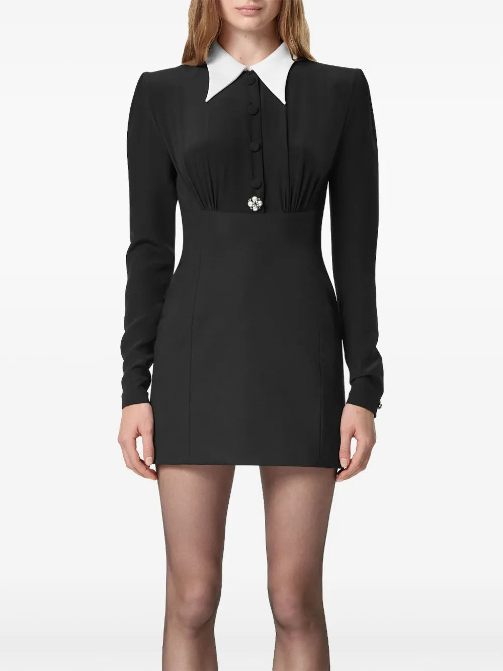 versace black silk dress Versace Embroidered Silk Midi Evening Dress, Female, Black, 42